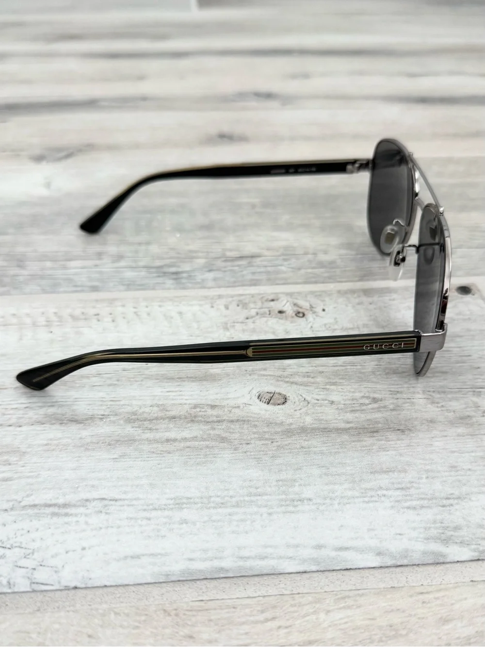 Gucci Silver Pilot Grey Polarized Sunglasses